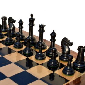 1890- Royal Staunton chess Pieces BCC reproduction Antiqued Boxwood & Ebony 4.4" King-6089