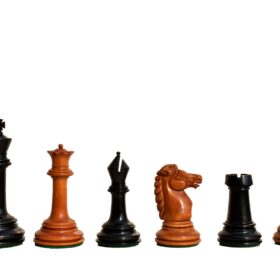 1890- Royal Staunton chess Pieces BCC reproduction Antiqued Boxwood & Ebony 4.4" King-6083