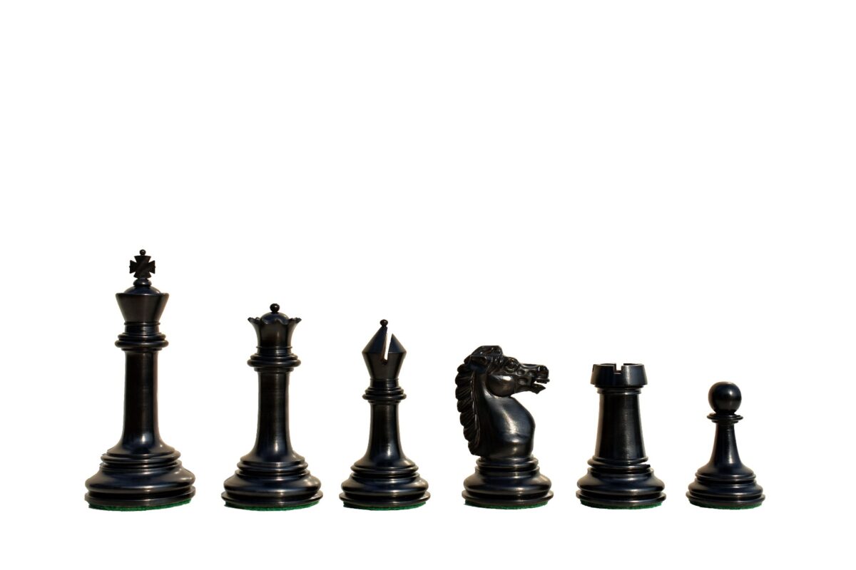 1890- Royal Staunton chess Pieces BCC reproduction Antiqued Boxwood & Ebony 4.4" King-6085