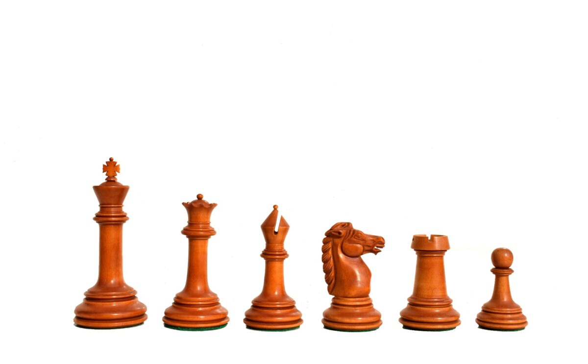 1890- Royal Staunton chess Pieces BCC reproduction Antiqued Boxwood & Ebony 4.4" King-6084