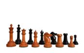 1890- Royal Staunton chess Pieces BCC reproduction Antiqued Boxwood & Ebony 4.4" King-0