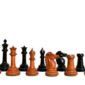 1890- Royal Staunton chess Pieces BCC reproduction Antiqued Boxwood & Ebony 4.4" King-0