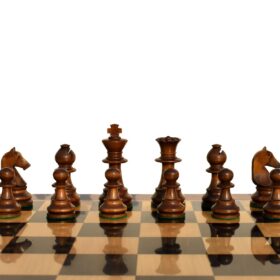 B210 Henri Chavet Series - 1980-1990 reproduction-Chess Pieces Boxwood & Dark Antique Gilded 3.625" King-6017