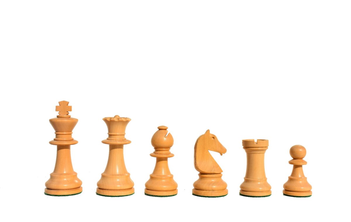 B210 Henri Chavet Series - 1980-1990 reproduction-Chess Pieces Boxwood & Dark Antique Gilded 3.625" King-6013