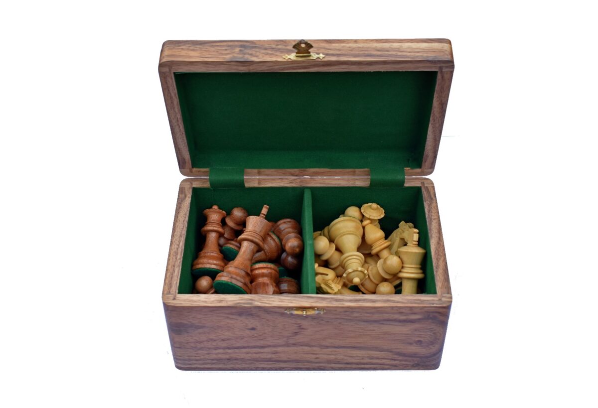 The Albizia Wood Luxury Chess Storage for 3.5" to 4.25" Chess Pieces-5651