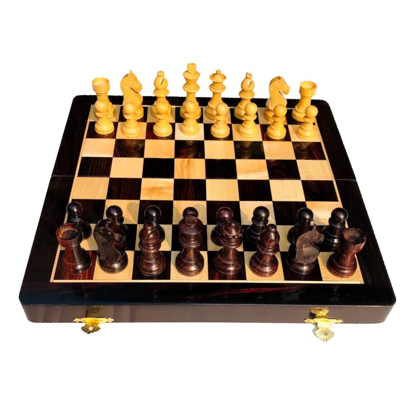 Travel Magnetic Chess set Maple & Rosewood 10" Folding-0