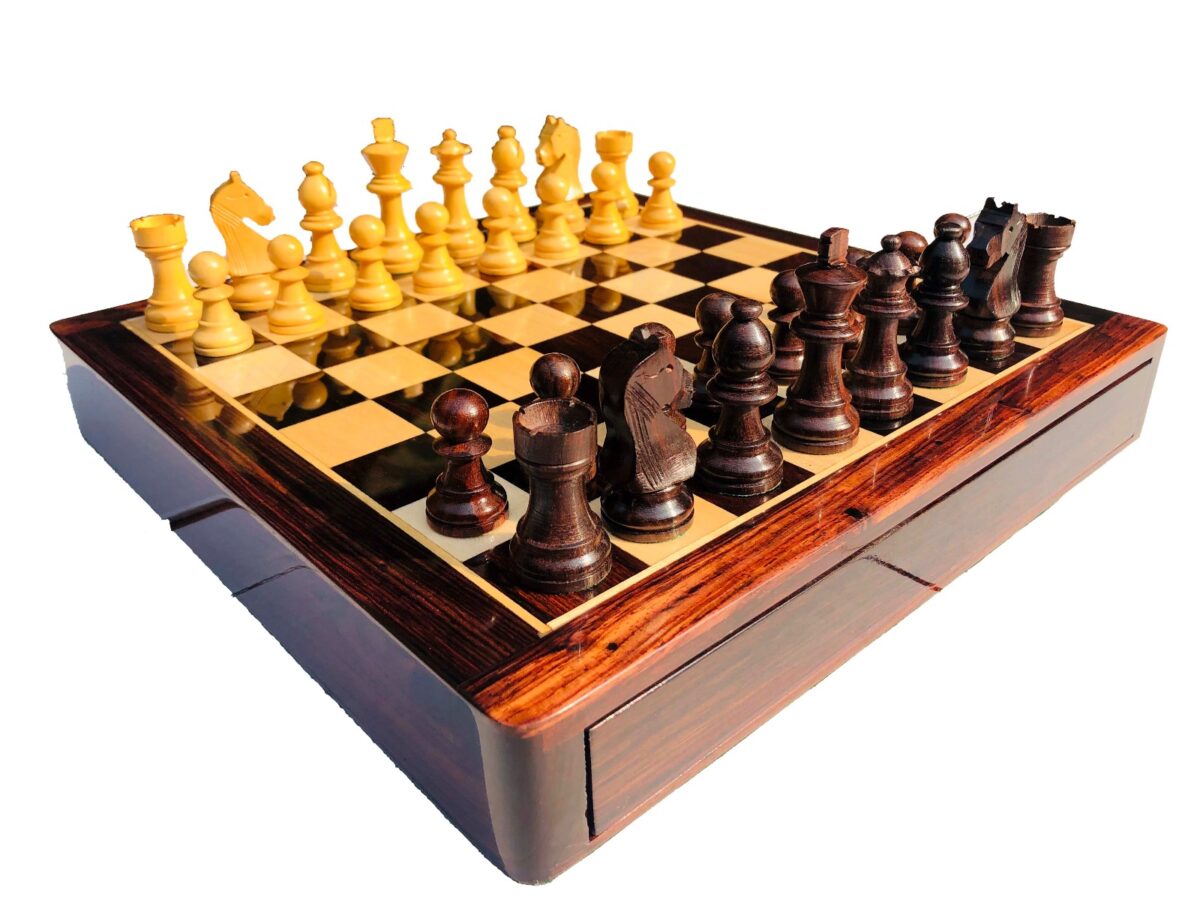 Travel Magnetic Chess set Maple & Rosewood 10" Square-0