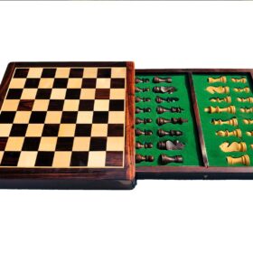 Travel Magnetic Chess set Maple & Rosewood 10" Square-6006