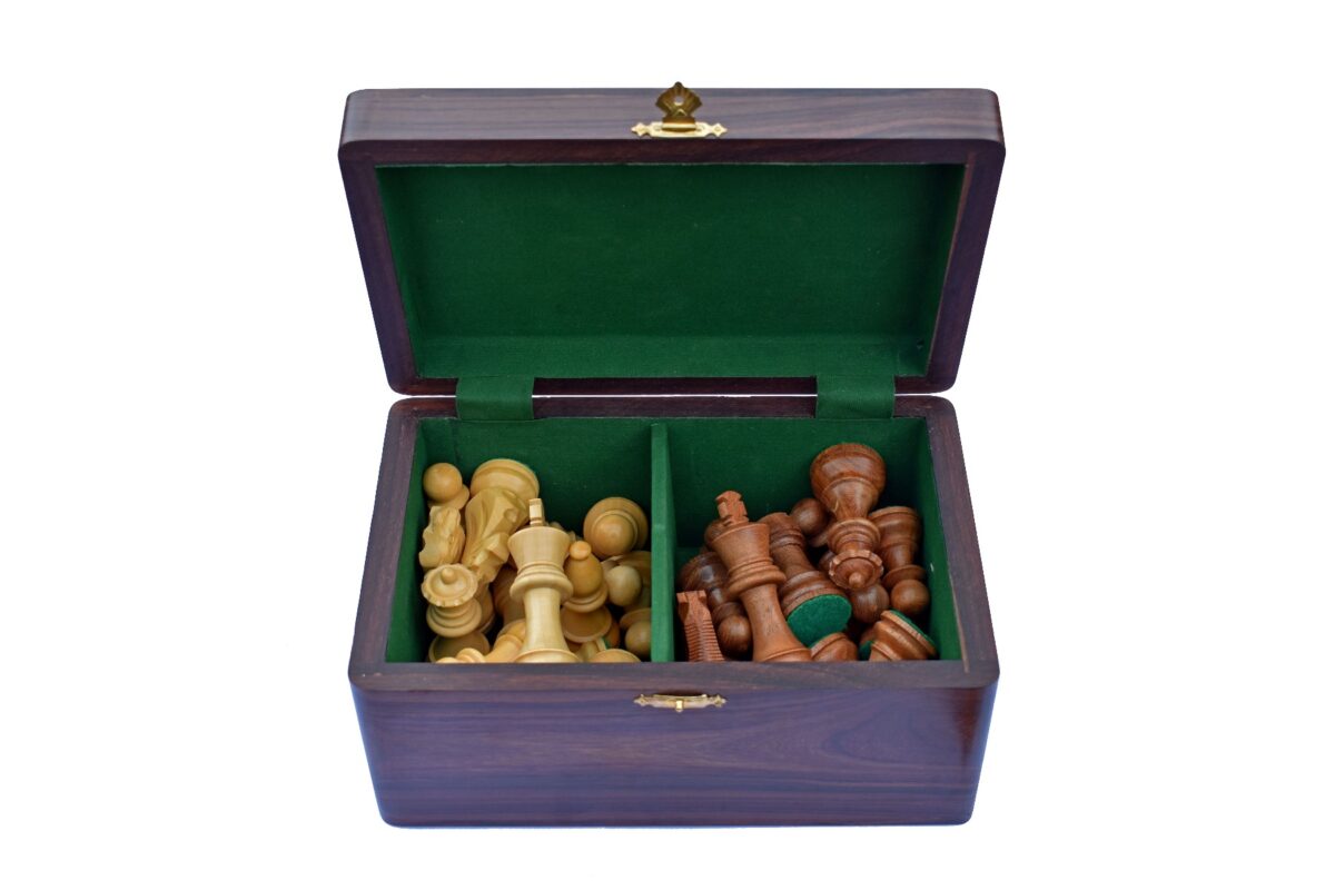 Rosewood Chess Storage Box for 3.5" to 4.25" Chess pieces-5655