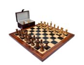 The Royal Knight Chess set Boxwood & Sheesham 4" King with 2" Square Chess Board & storage Box-0