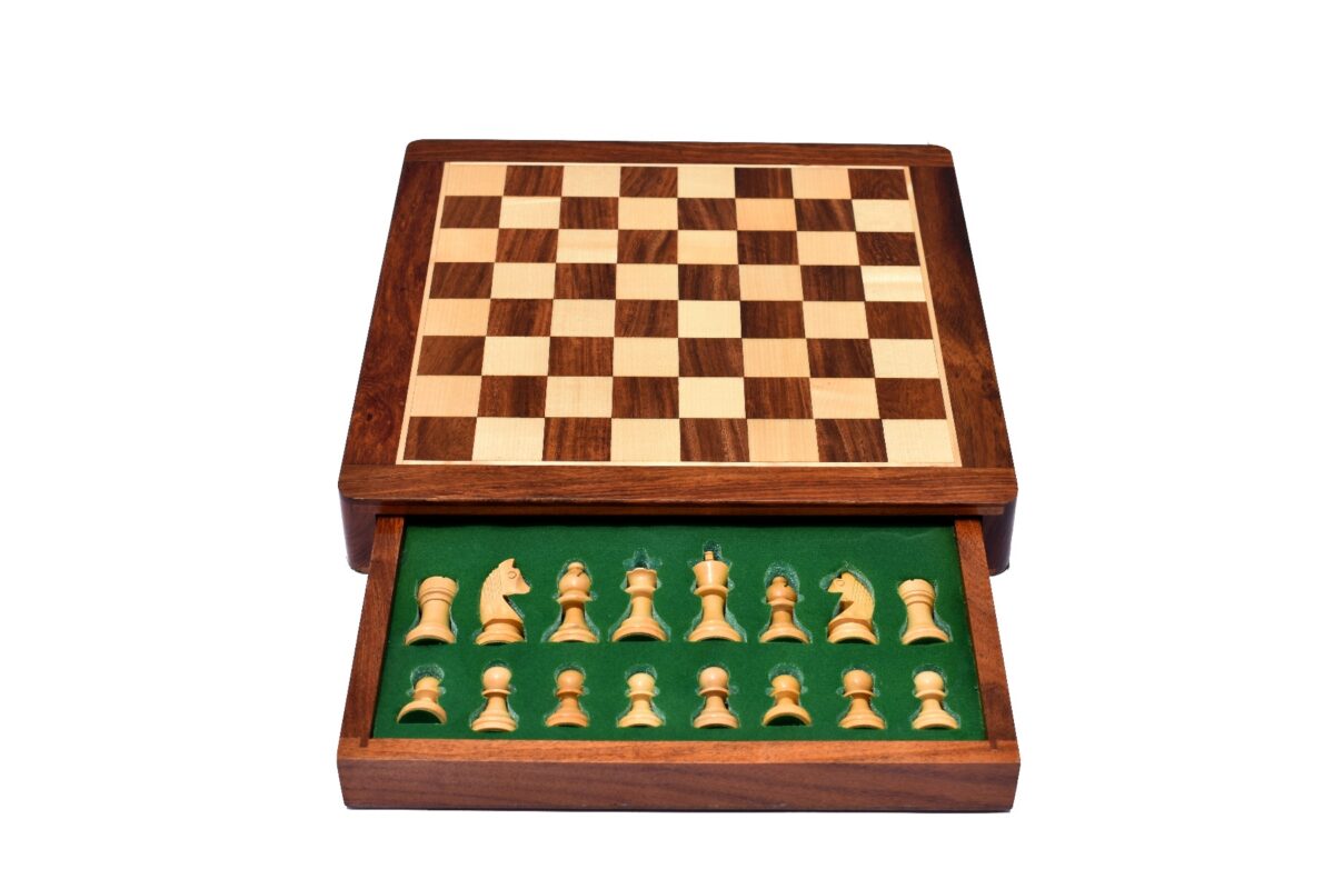 Travel Magnetic Chess set Maple & Sheesham 14" Square -5990