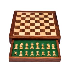 Travel Magnetic Chess set Maple & Sheesham 14" Square -5990