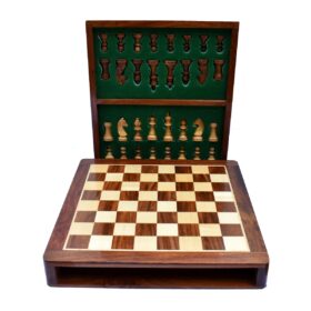 Travel Magnetic Chess set Maple & Sheesham 14" Square -5991