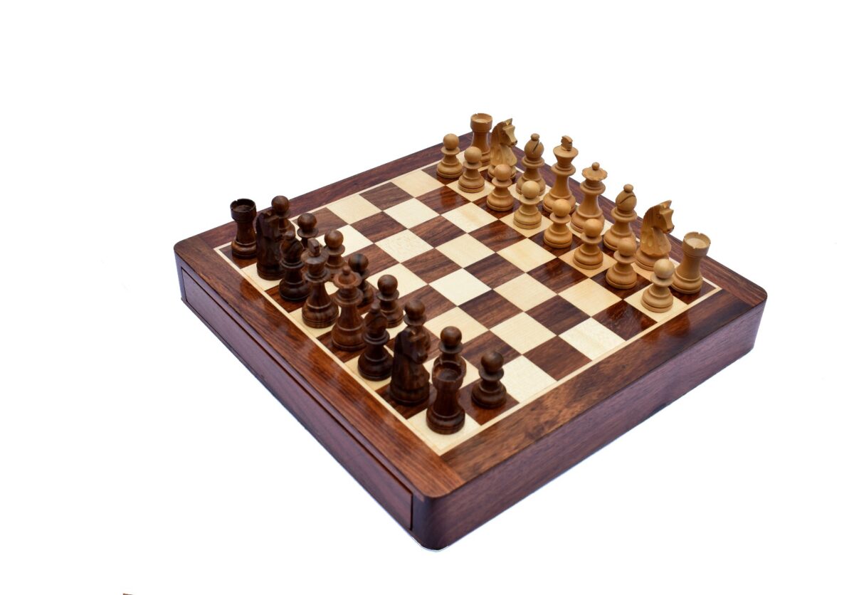 Travel Magnetic Chess set Maple & Sheesham 12" Square -0