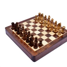 Travel Magnetic Chess set Maple & Sheesham 12" Square -0