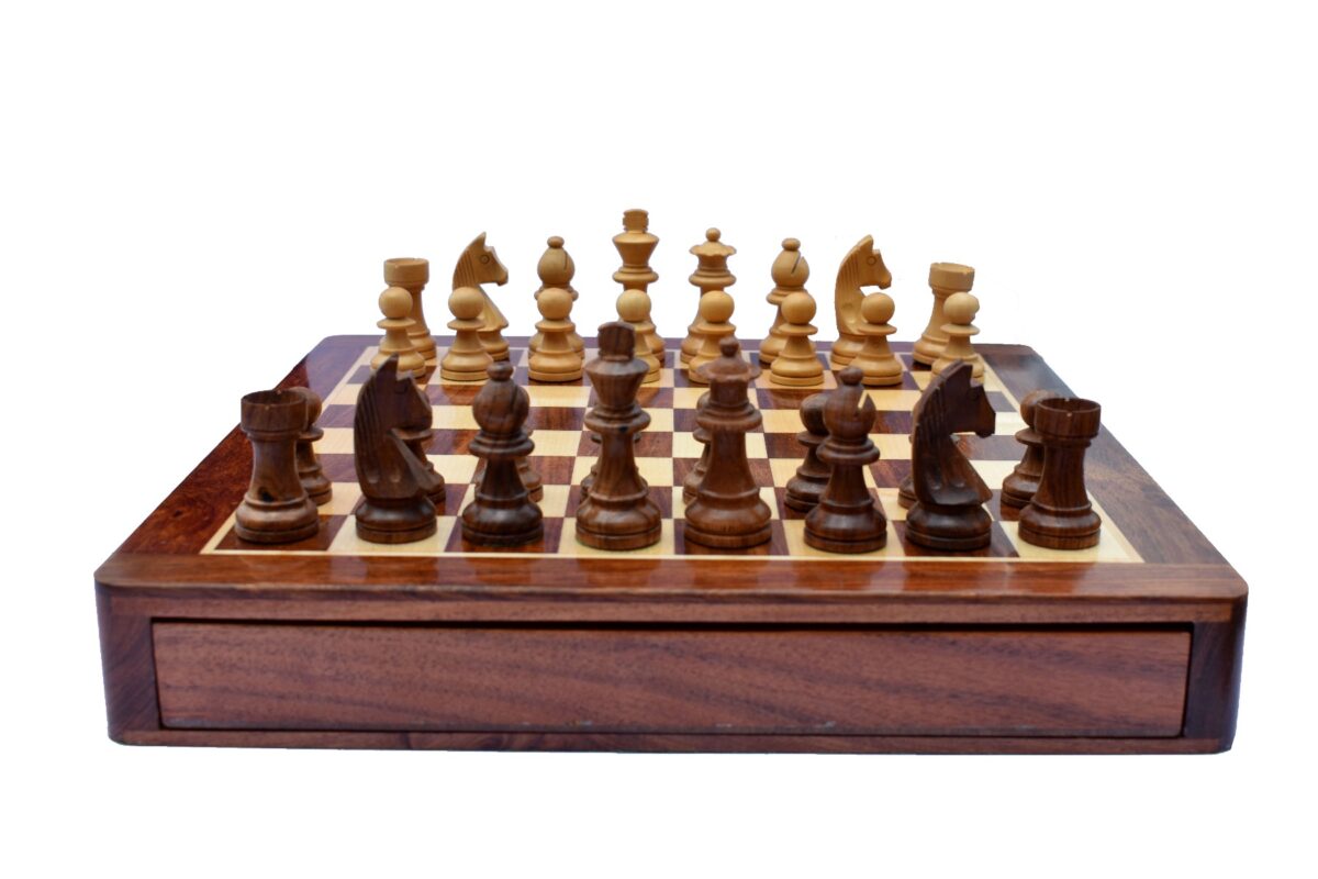 Travel Magnetic Chess set Maple & Sheesham 16" Square -5996