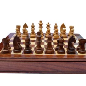 Travel Magnetic Chess set Maple & Sheesham 16" Square -5996