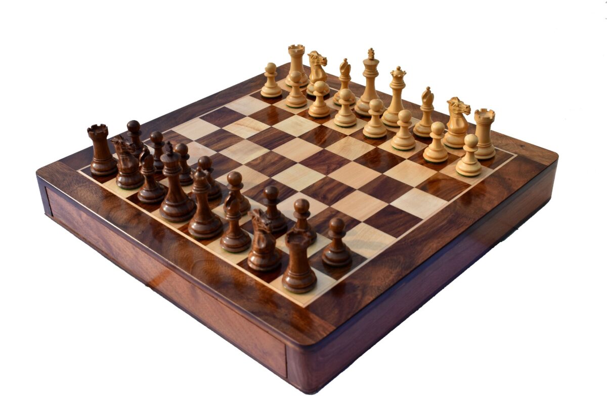 Collector Series Iv Chess Set Boxwood & Sheesham 3" King with 16" Chess board-0