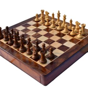 Collector Series Iv Chess Set Boxwood & Sheesham 3" King with 16" Chess board-0