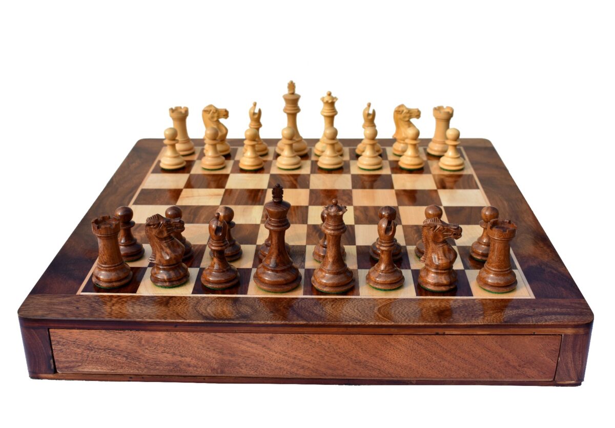 Collector Series Iv Chess Set Boxwood & Sheesham 3" King with 16" Chess board-5898