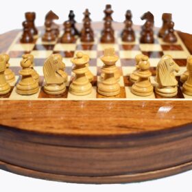 Travel Magnetic Chess set Maple & Sheesham 5" Round-0