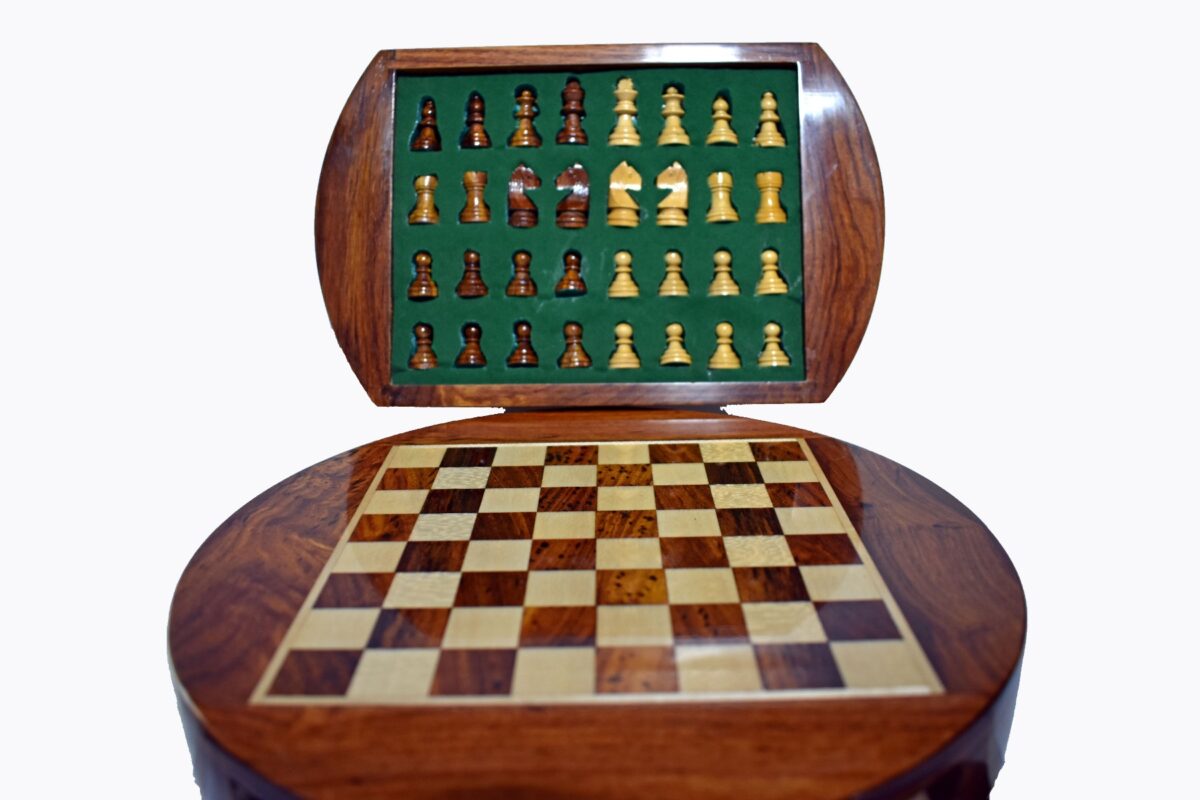 Travel Magnetic Chess set Maple & Sheesham 5" Round-5931