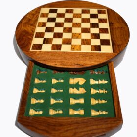 Travel Magnetic Chess set Maple & Sheesham 5" Round-5932