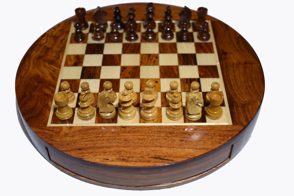 Travel Magnetic Chess set Maple & Sheesham 5" Round-5928