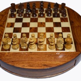 Travel Magnetic Chess set Maple & Sheesham 5" Round-5928