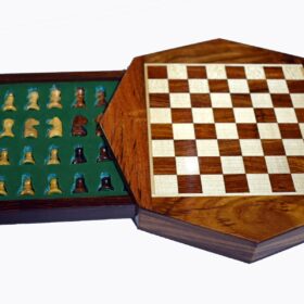 Travel Magnetic Chess set Maple & Sheesham 9" Octagonal-5961