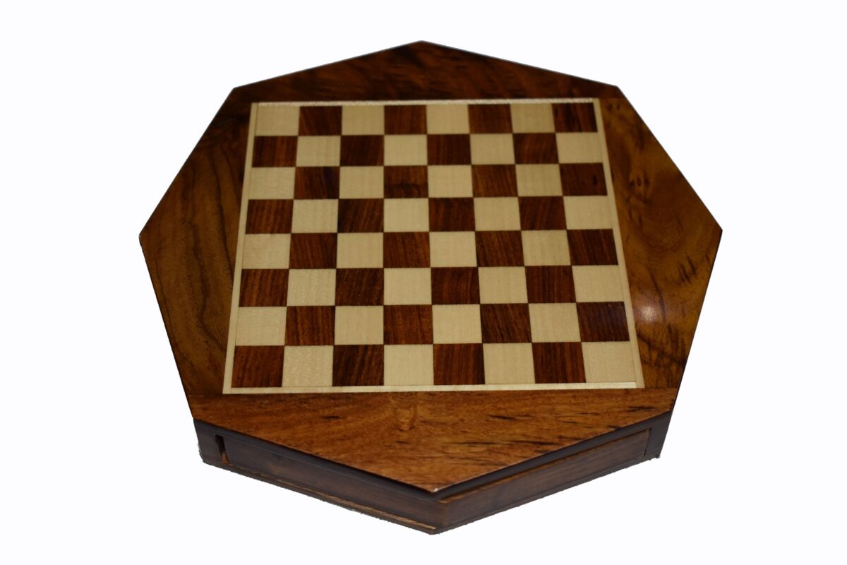 Travel Magnetic Chess set Maple & Sheesham 9" Octagonal-5962