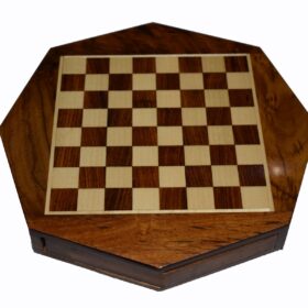 Travel Magnetic Chess set Maple & Sheesham 9" Octagonal-5962