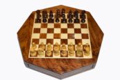 Travel Magnetic Chess set Maple & Sheesham 5" Octagonal-0