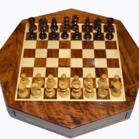 Travel Magnetic Chess set Maple & Sheesham 9" Octagonal-0