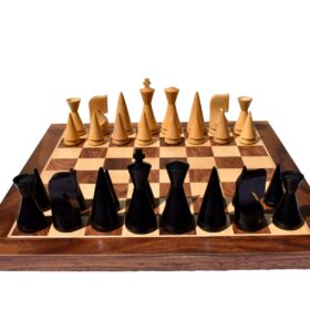 The Classic Art Series Chess set Boxwood & Ebonized 3.9" King with 1.75" Square Chess Board-6227