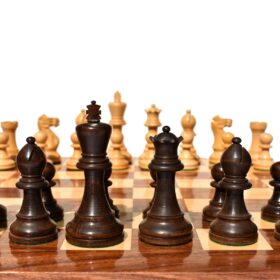 Grandmaster Series chess set Boxwood & Walnut Gilded Boxwood 3.75" King with 18" Chess Board-0