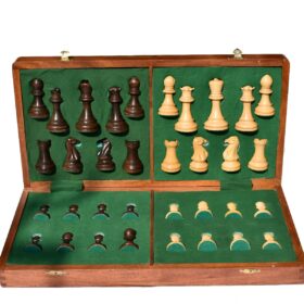 Grandmaster Series chess set Boxwood & Walnut Gilded Boxwood 3.75" King with 18" Chess Board-6402