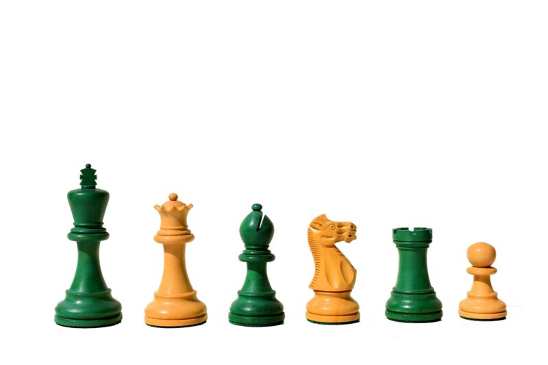 Grandmaster Series Chess Pieces Boxwood & Green Gilded Boxwood 3.75" King-0