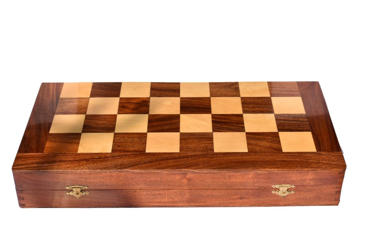 Grandmaster Series chess set Boxwood & Walnut Gilded Boxwood 3.75" King with 18" Chess Board-6403