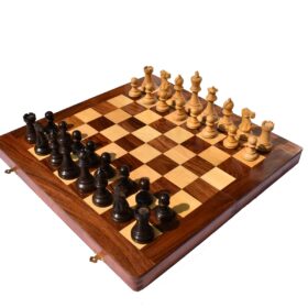 Grandmaster Series chess set Boxwood & Walnut Gilded Boxwood 3.75" King with 18" Chess Board-6394