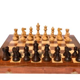 Grandmaster Series chess set Boxwood & Walnut Gilded Boxwood 3.75" King with 18" Chess Board-6395