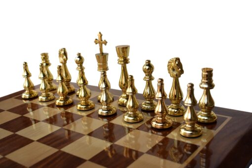 King of Castle Series luxury solid brass chess pieces Natural Brass & Cooper coated brass 4.25" King-6365