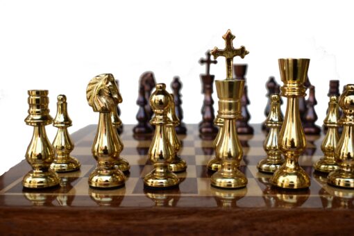 King of Castle Series luxury solid brass chess pieces Natural Brass & Cooper coated brass 4.25" King-6368