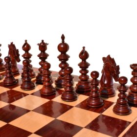 Designer Savano Series Chess set Boxwood & Padauk 4.4" King with 2" Square chess board-6410