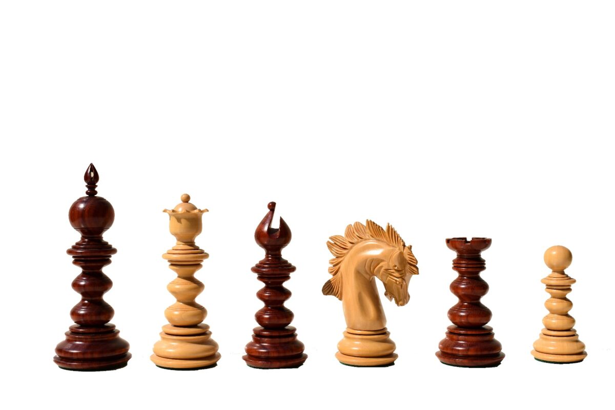 Designer Savano Series Chess set Boxwood & Padauk 4.4" King with 2" Square chess board-6416