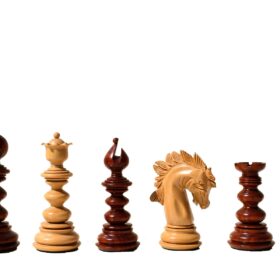 Designer Savano Series Chess set Boxwood & Padauk 4.4" King with 2" Square chess board-6416