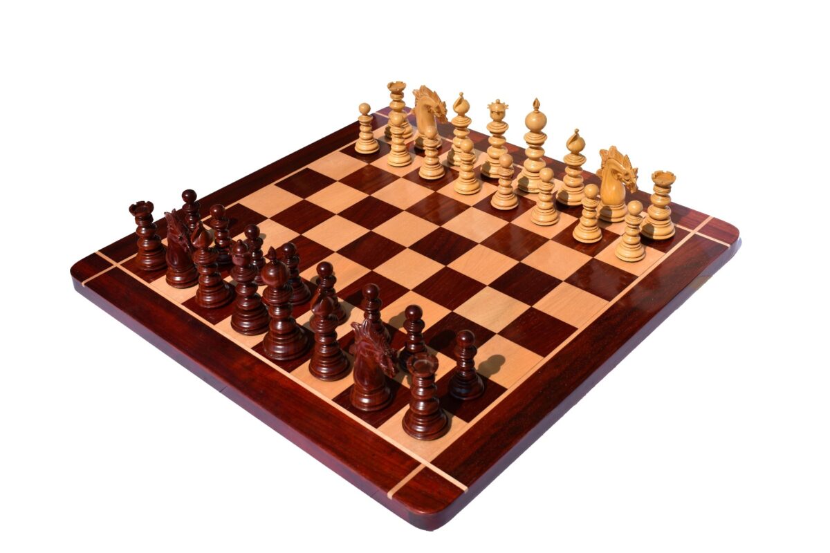 Designer Savano Series Chess set Boxwood & Padauk 4.4" King with 2" Square chess board-6405