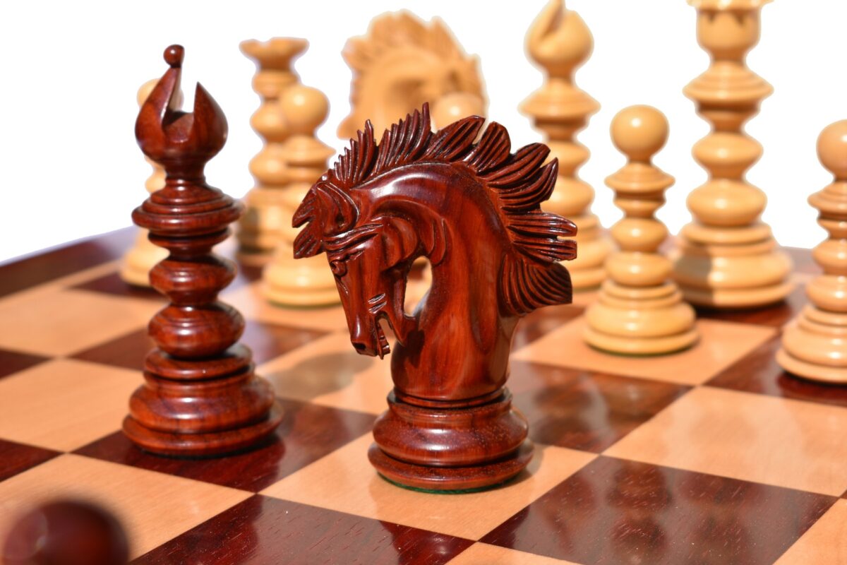 Designer Savano Series Chess set Boxwood & Padauk 4.4" King with 2" Square chess board-6413