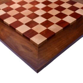 Exclusive Wide Border solid wood chess Board Maple & African Padauk with Golden Rosewood Border -0