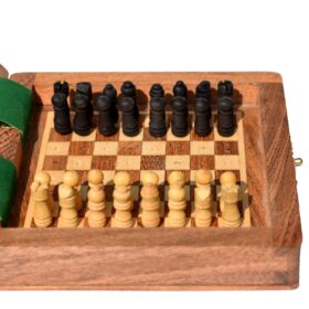 Travel Peg Chess set Maple & Acacia wood 4" Square-6391